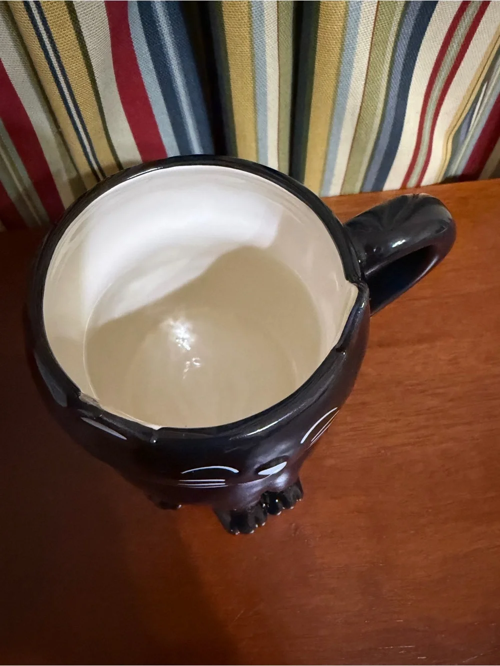 NATURAL LIFE Black Cat Ceramic Pet Bowl with Handle